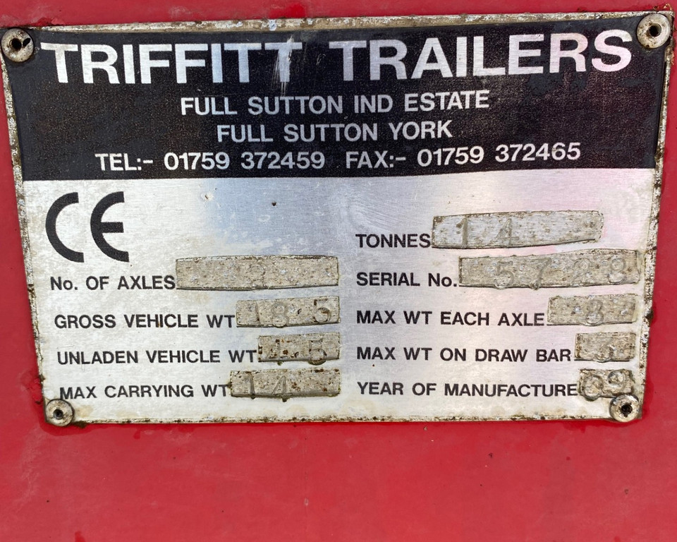 Used Triffitt 14 Ton Trailer 11031872